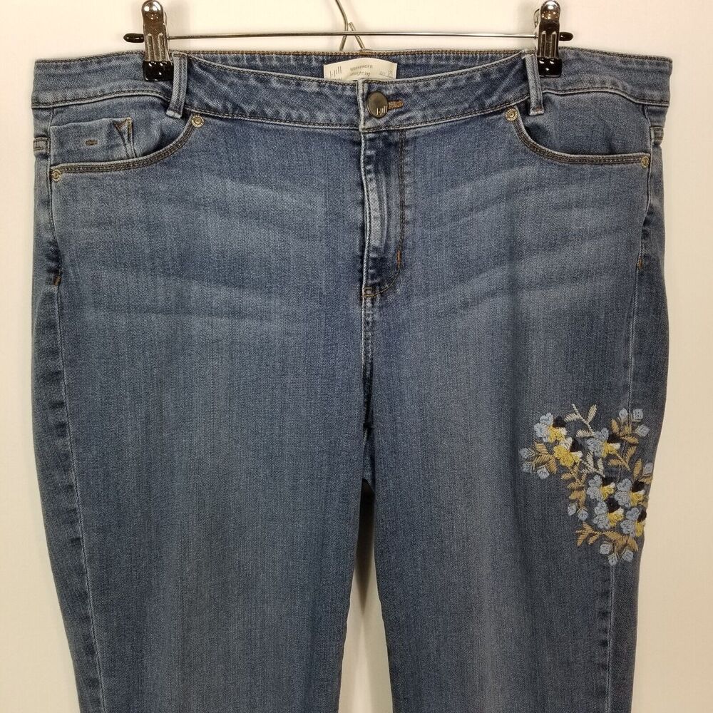 J.Jill Women Weekender Straight Leg Embroidered Denim Jeans Sz 18 Blue - Picture 2 of 7
